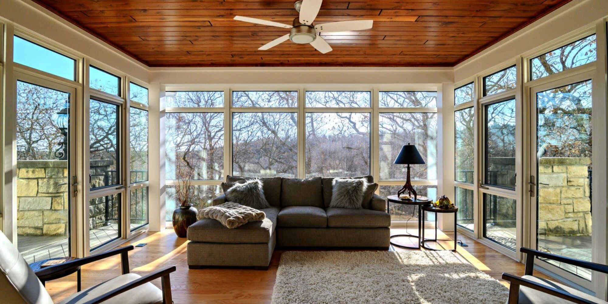 4-season room addition in Manhattan, KS with floor-to-ceiling windows by Fox Home Innovations