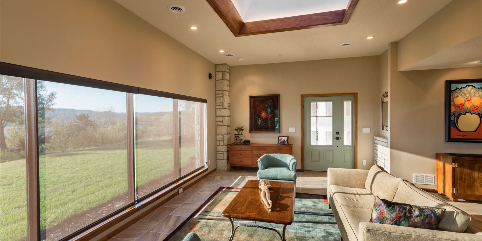 Image of a sitting room with large windows in a remodel by Fox Homes in Manhattan, KS