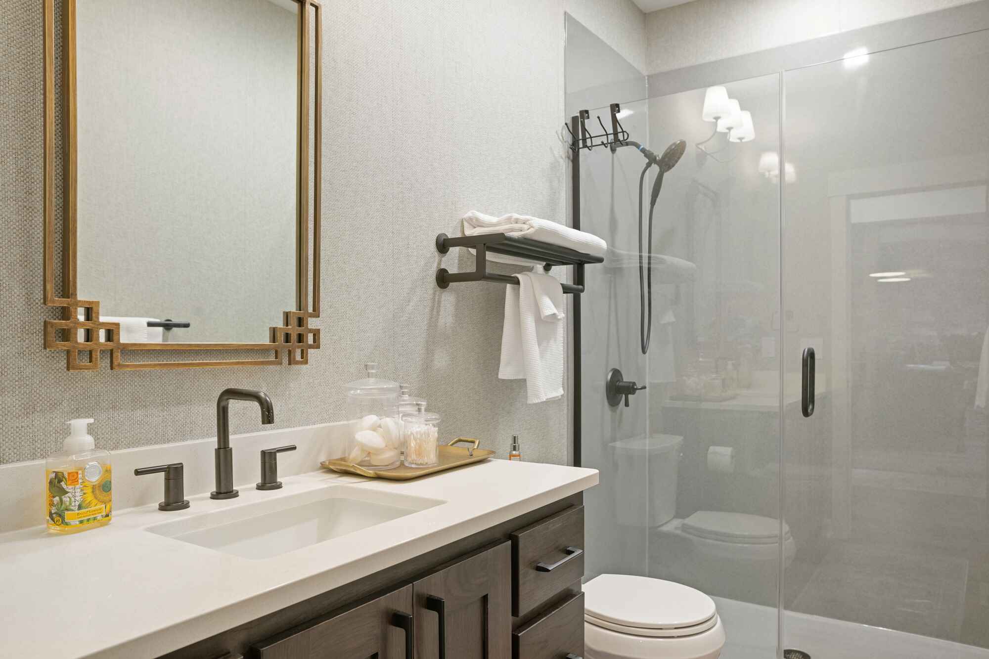 guest bathroom remodel in manhattan kansas with glass shower doors 
