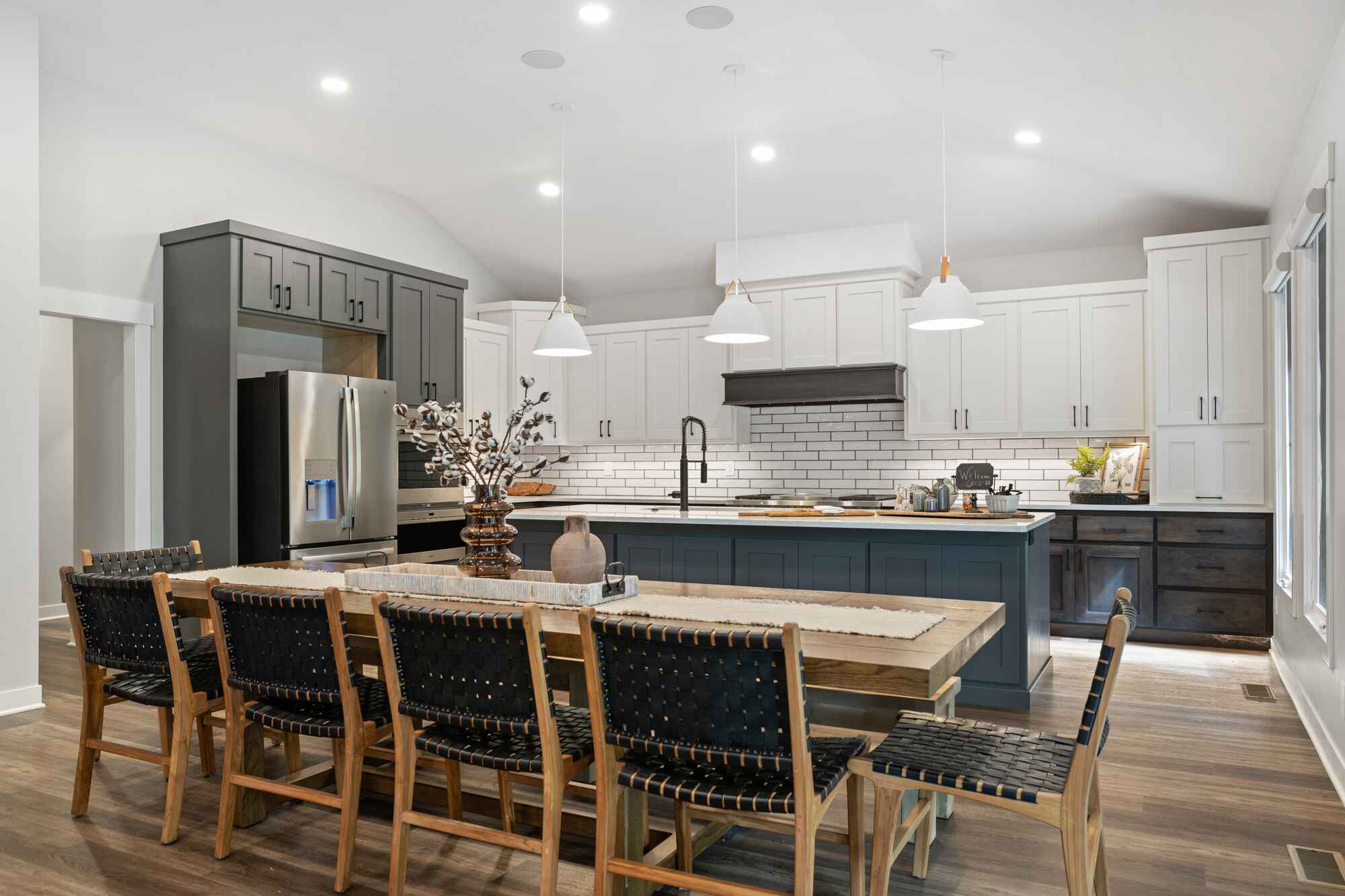 kitchen and dining room remodel in manhattan kansas with white cabinets