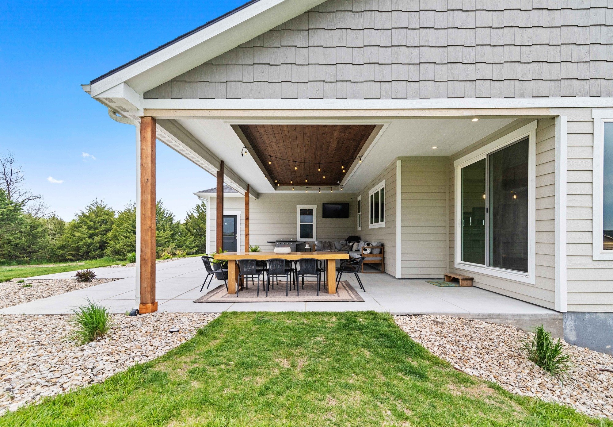 outdoor cover patio with wood beam in manhattan kansas