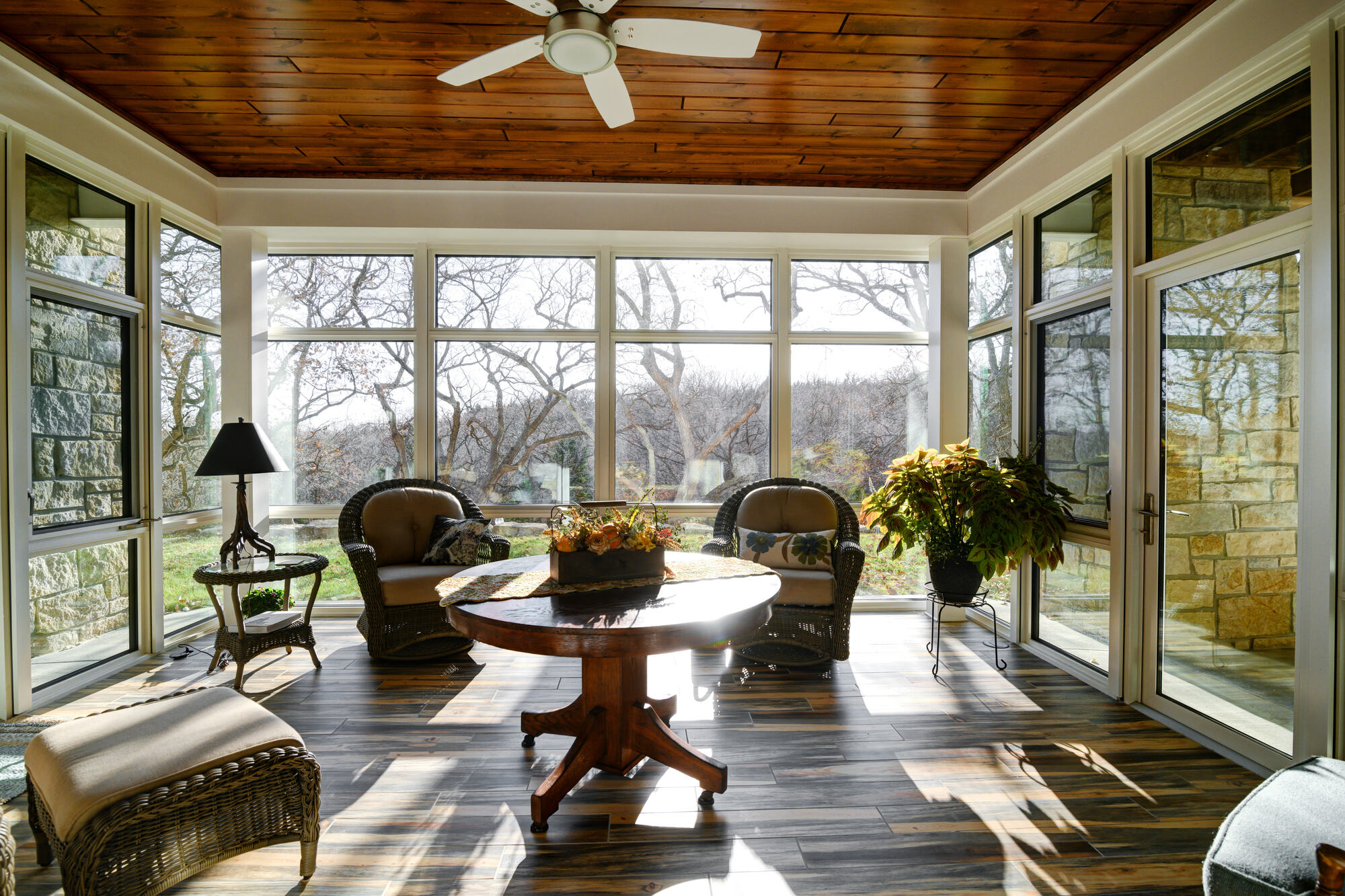 sunroom home addition in manhattan kansas with large windows